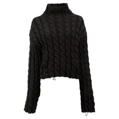 Pre-Loved Balenciaga Women's Black Chunky Cable Knit Sweater with Raw Hem