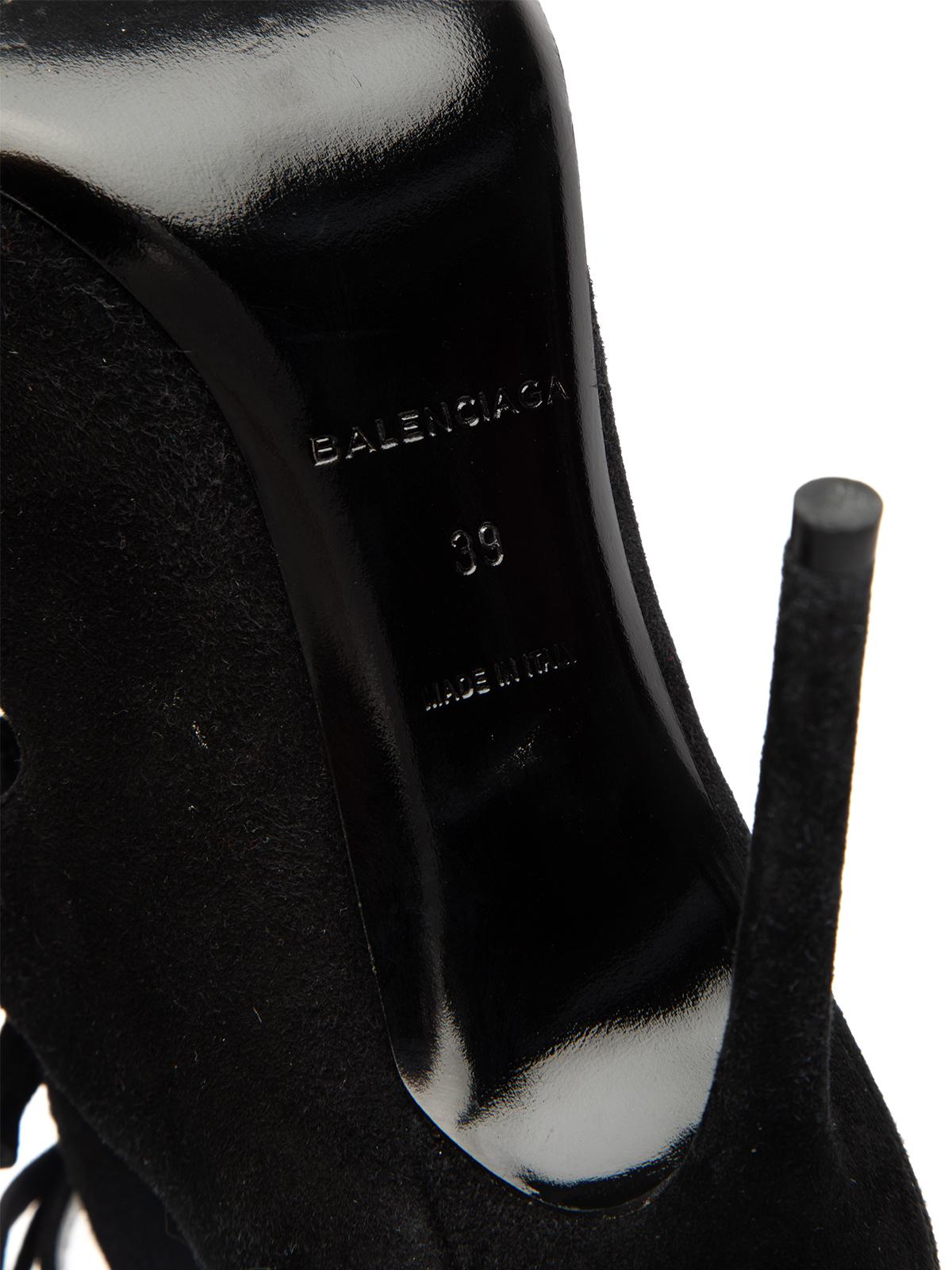 Pre-Loved Balenciaga Women's Black Lace-Up Heels In Good Condition For Sale In London, GB