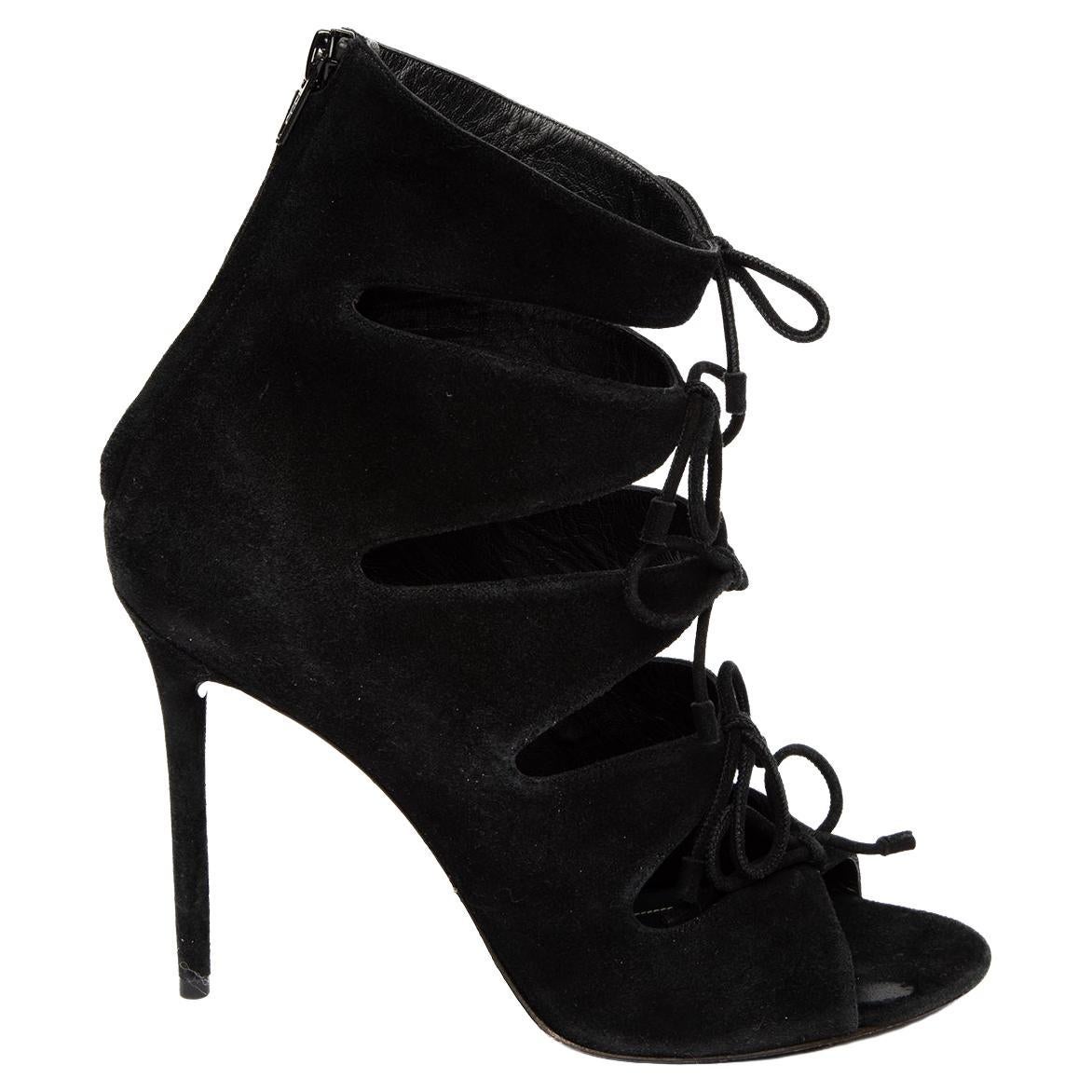 Balenciaga - Chaussures à talons à lacets noires pour femme, état neuf en vente