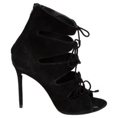 Pre-Loved Balenciaga Women's Black Lace-Up Heels