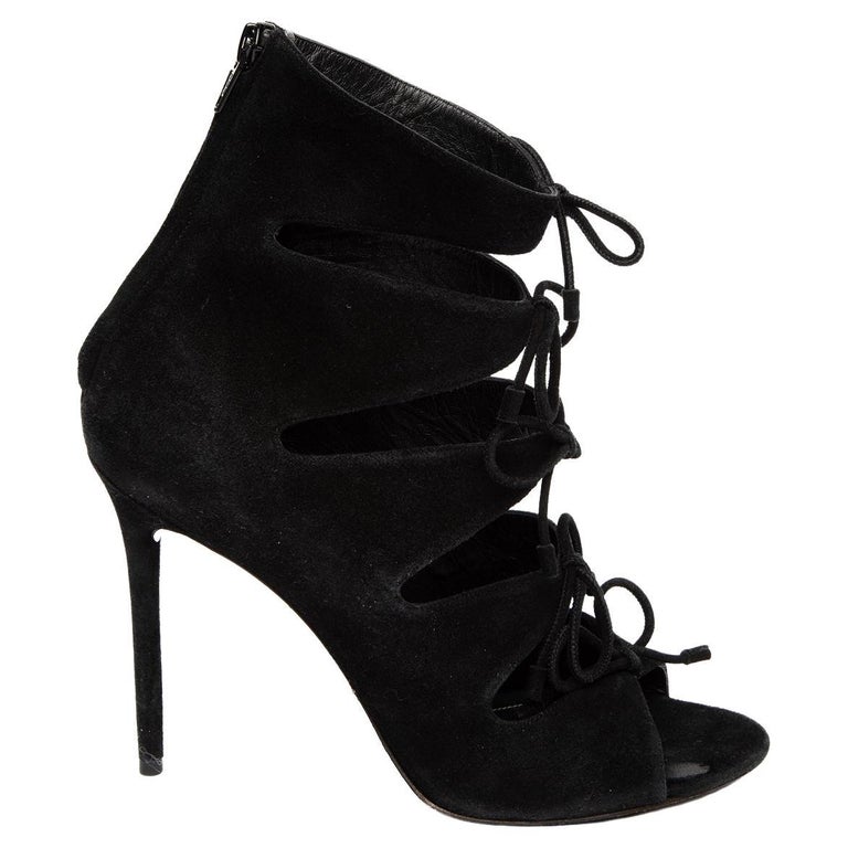 Pre-Loved Balenciaga Women's Black Lace-Up Heels For Sale at 1stDibs