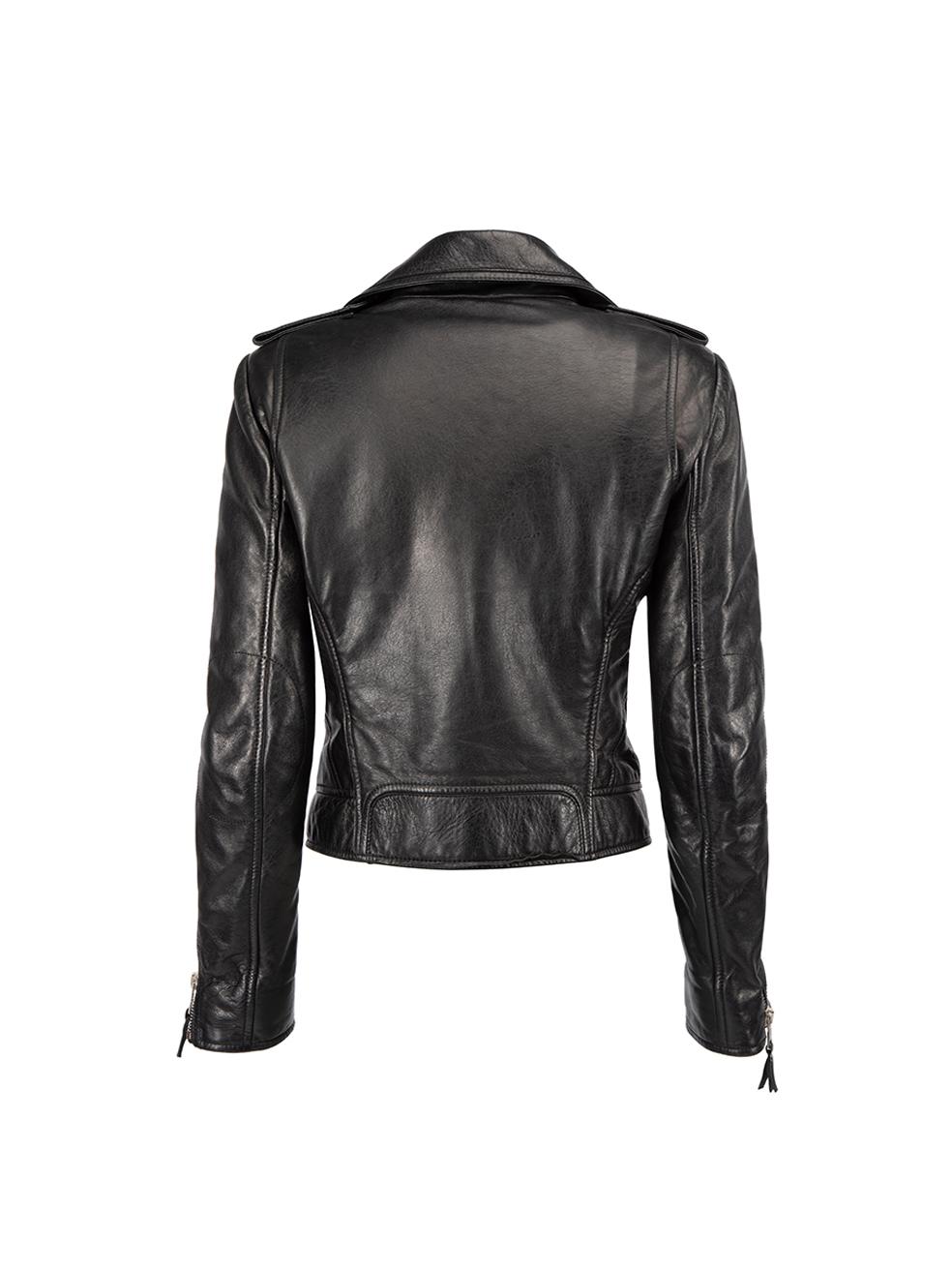 Pre-Loved Balenciaga Women's Black Leather Biker Zipped Jacket In Excellent Condition In London, GB