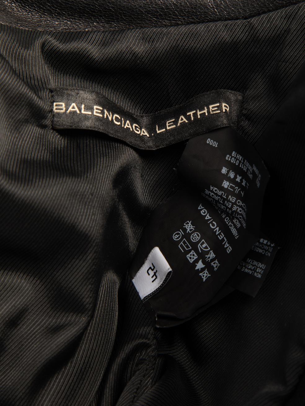 Pre-Loved Balenciaga Women's Black Leather Biker Zipped Jacket 1