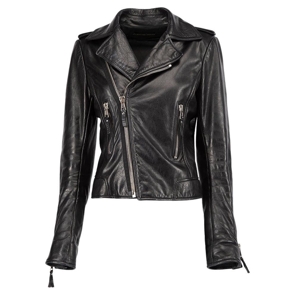 Pre-Loved Balenciaga Women's Black Leather Biker Zipped Jacket