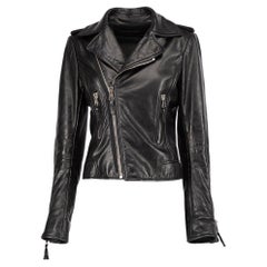 Pre-Loved Balenciaga Damen''s Schwarze Leder-Bikerjacke mit Reißverschluss