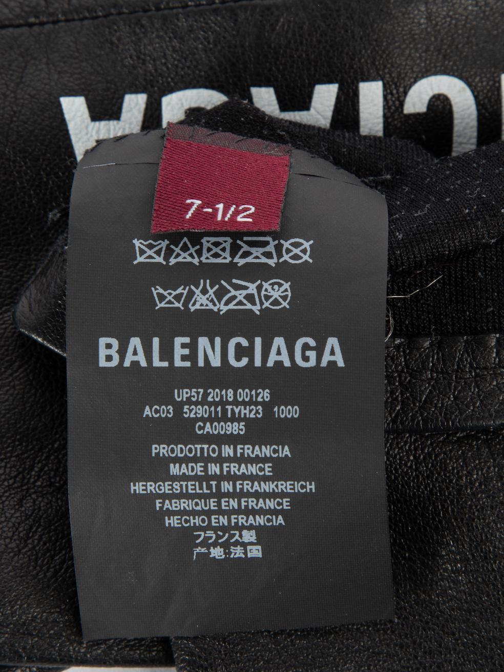 Pre-Loved Balenciaga Women's Black Leather Logo Gloves 1