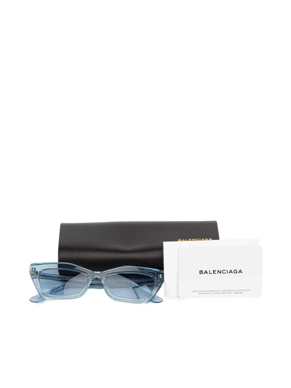 Pre-Loved Balenciaga Women's Blue Rectangular Framed Sunglasses 1