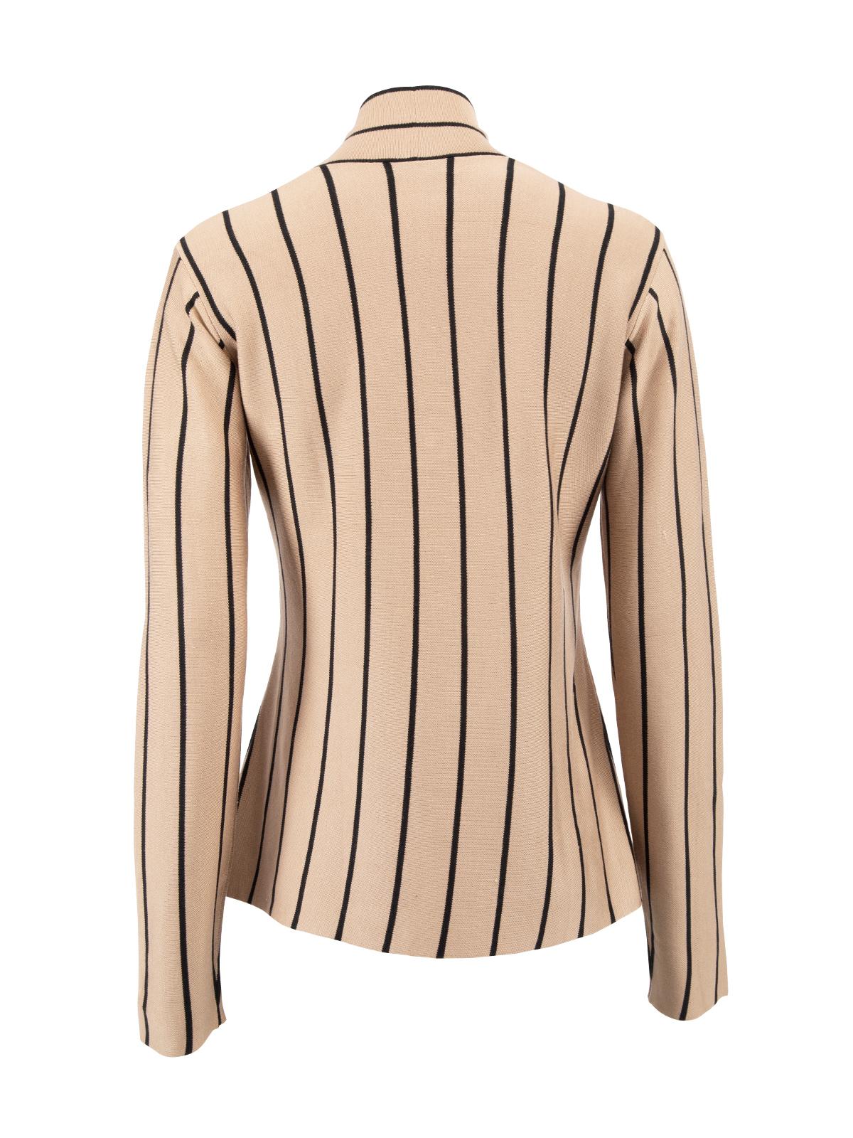 Pre-Loved Balenciaga Women's Brown Striped V Neck Top In Excellent Condition In London, GB