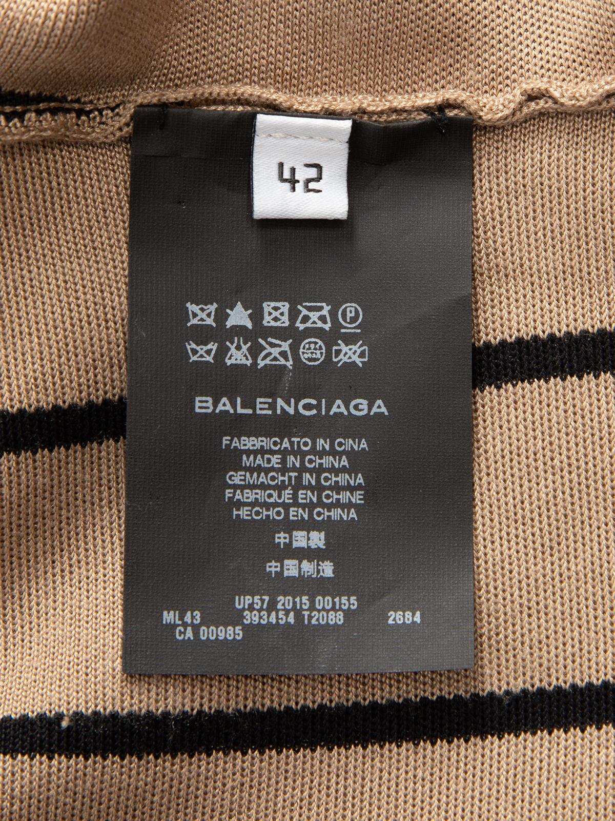 Pre-Loved Balenciaga Women's Brown Striped V Neck Top 3