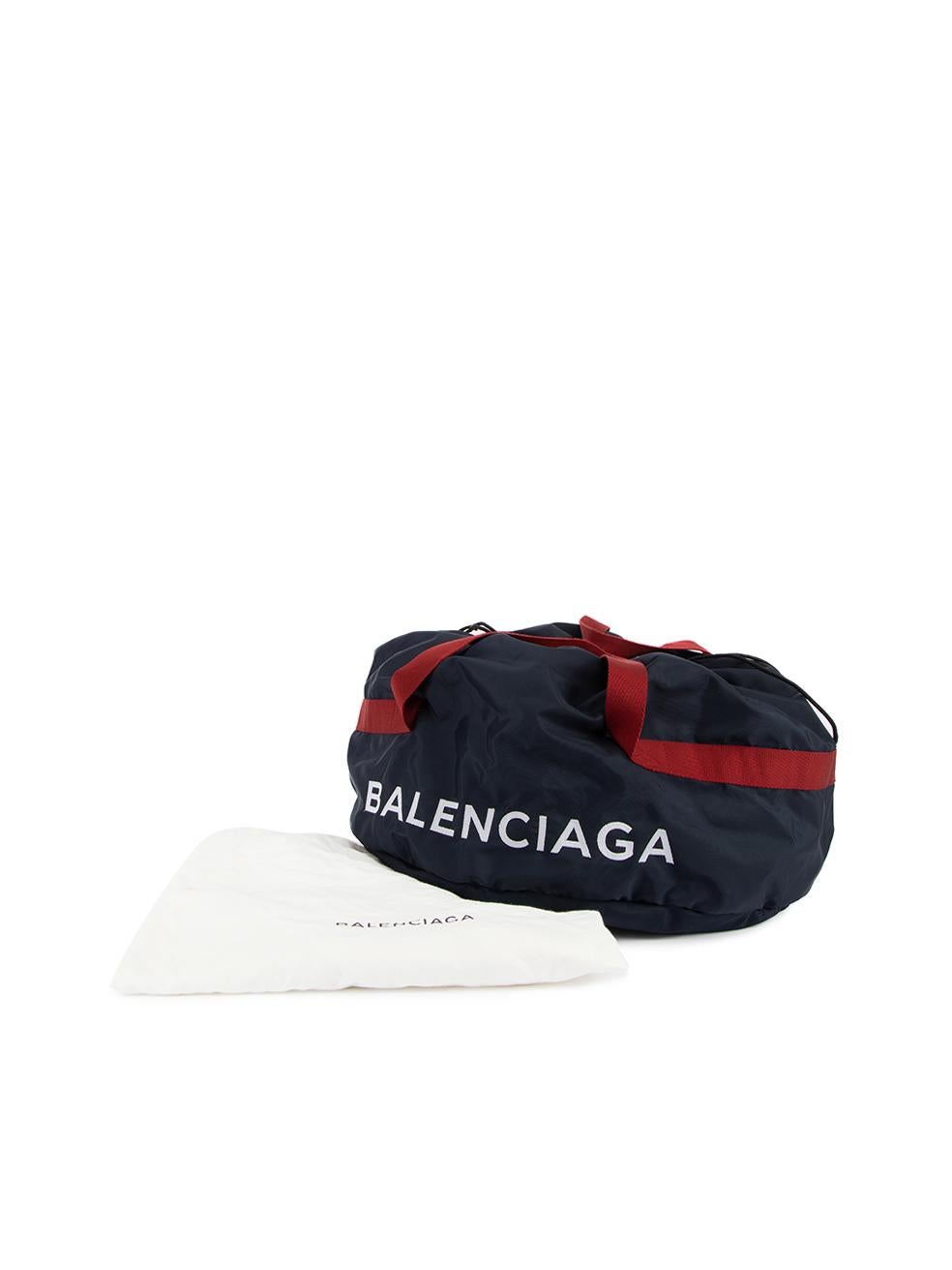 Pre-Loved Balenciaga Women's Navy & Red Drawstring Logo Weekend Bag In Excellent Condition In London, GB