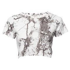 Pre-Loved Balenciaga Women's Pattern Crop T-shirt Grey Cotton