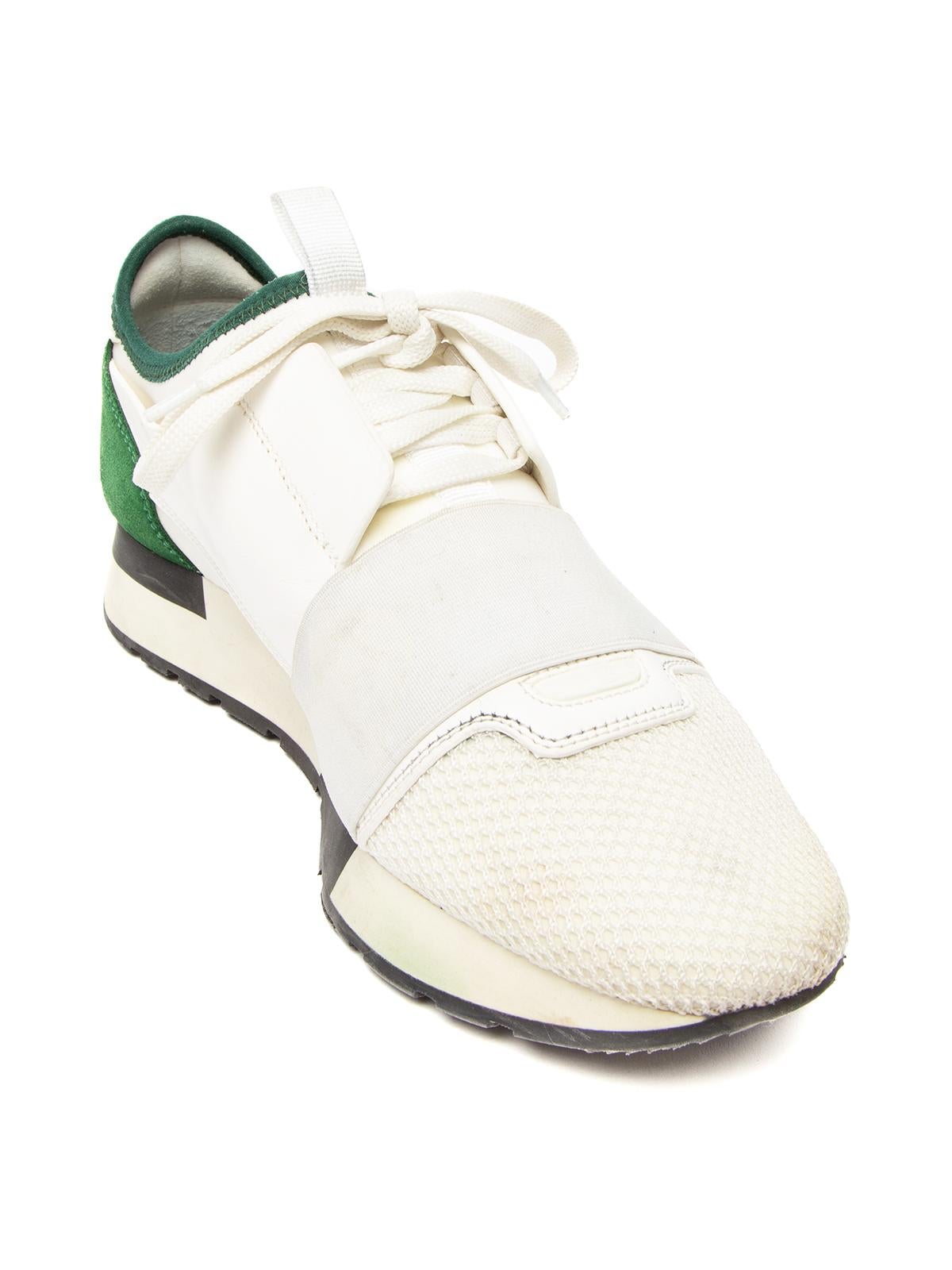 CONDITION is Good. General wear to sneakers is evident. Moderate signs of wear to midsole and toes, with some fabric discolouration on this used Balenciaga designer resale item. Details Colour - white Material - multiple Style- low top Toe style -