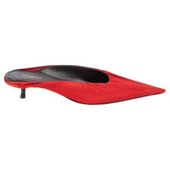 Pre-Loved Balenciaga Women's Red Satin Pointed Toe Draped Mules