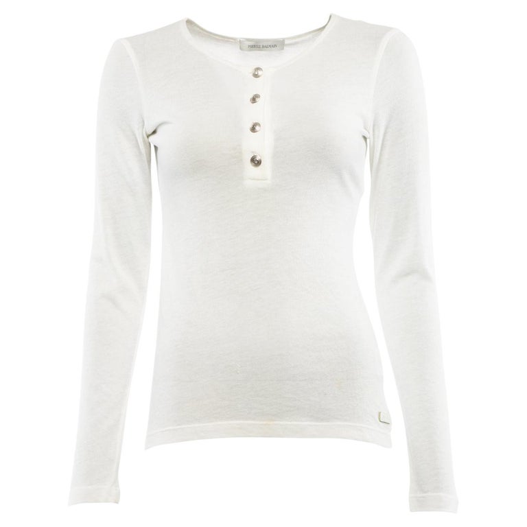 Pre-Loved Balmain Women's Basic Crew Neck Long Sleeve Top For Sale at
