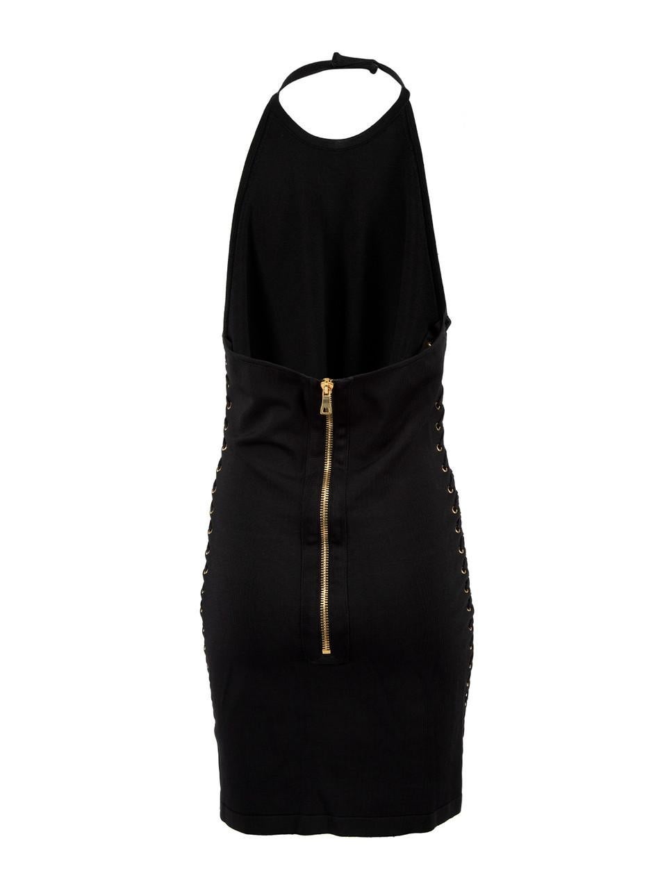 Pre-Loved Balmain Women's Black Halter Neck Mini Dress In Excellent Condition In London, GB