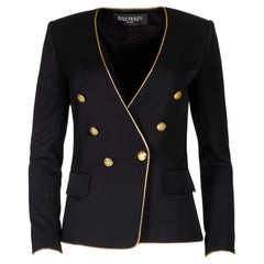 Pre-Loved Balmain Women's Black Viscose Double-Breasted Fitted Blazer