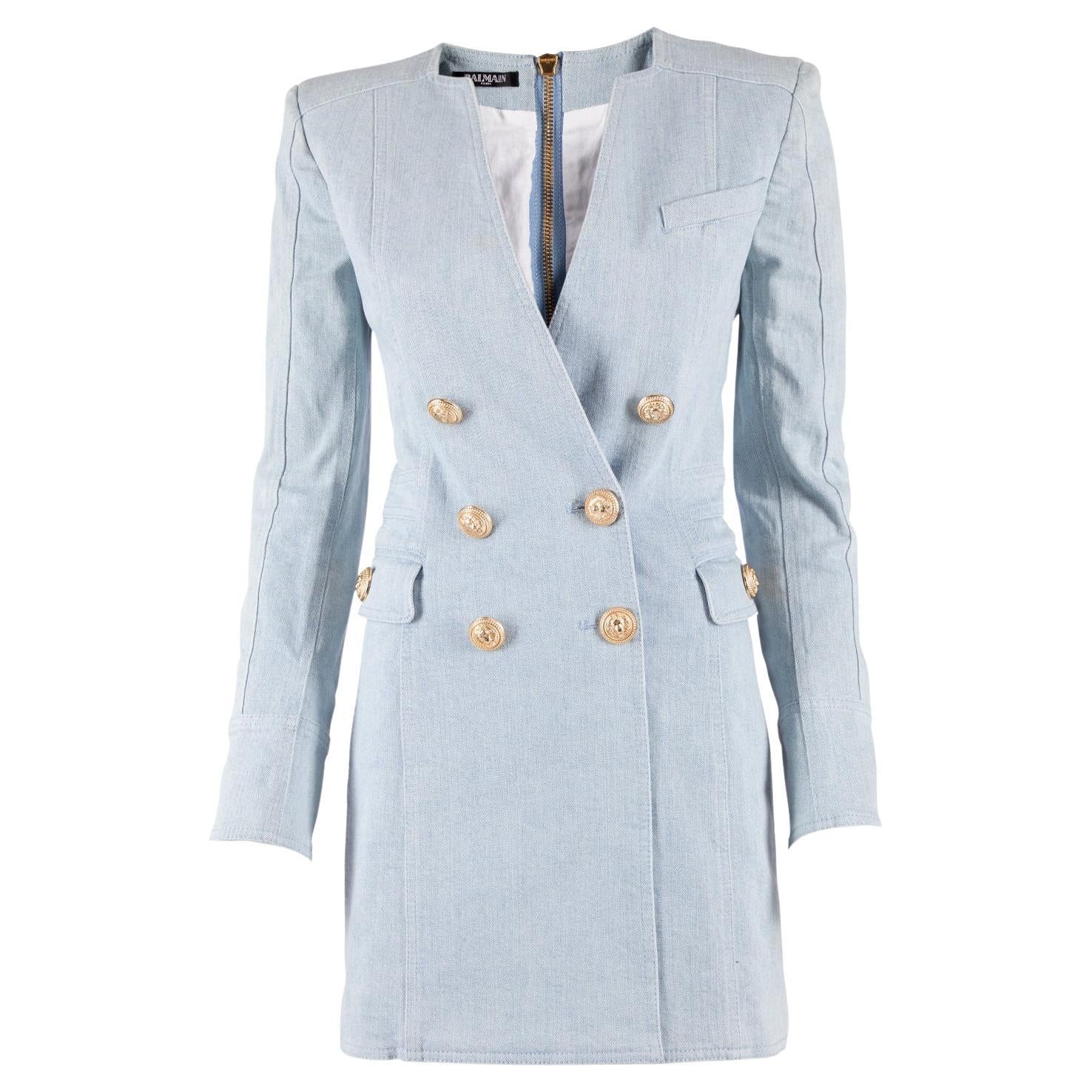 Balmain White Sleeveless Double Breasted Dress For Sale at 1stDibs