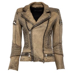 Pre-Loved Balmain Women's Distressed Leather Jacket