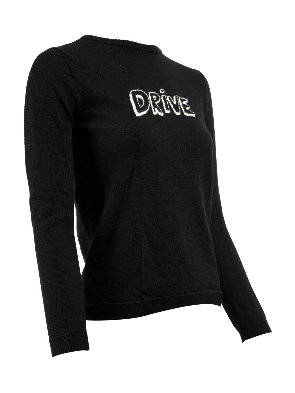 CONDITION is Good. Minor wear to jumper is evident. Light wear and pilling to the wool outer fabric on this used Bella Freud designer resale item. Details Black Wool Knit jumper Long sleeves Round neckline Drive logo in white on front ideal