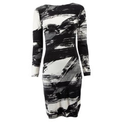 Pre-Loved Blumarine Women's Greyscale Abstract Patterned Long Sleeve Dress
