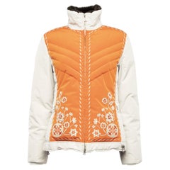 Pre-Loved Bogner Women's Orange Embroidered Puffer Jacket