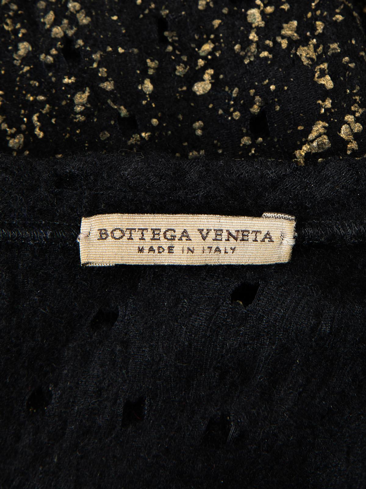 Pre-Loved Bottega Veneta Women's Black and Gold Perforated Dress For Sale 2