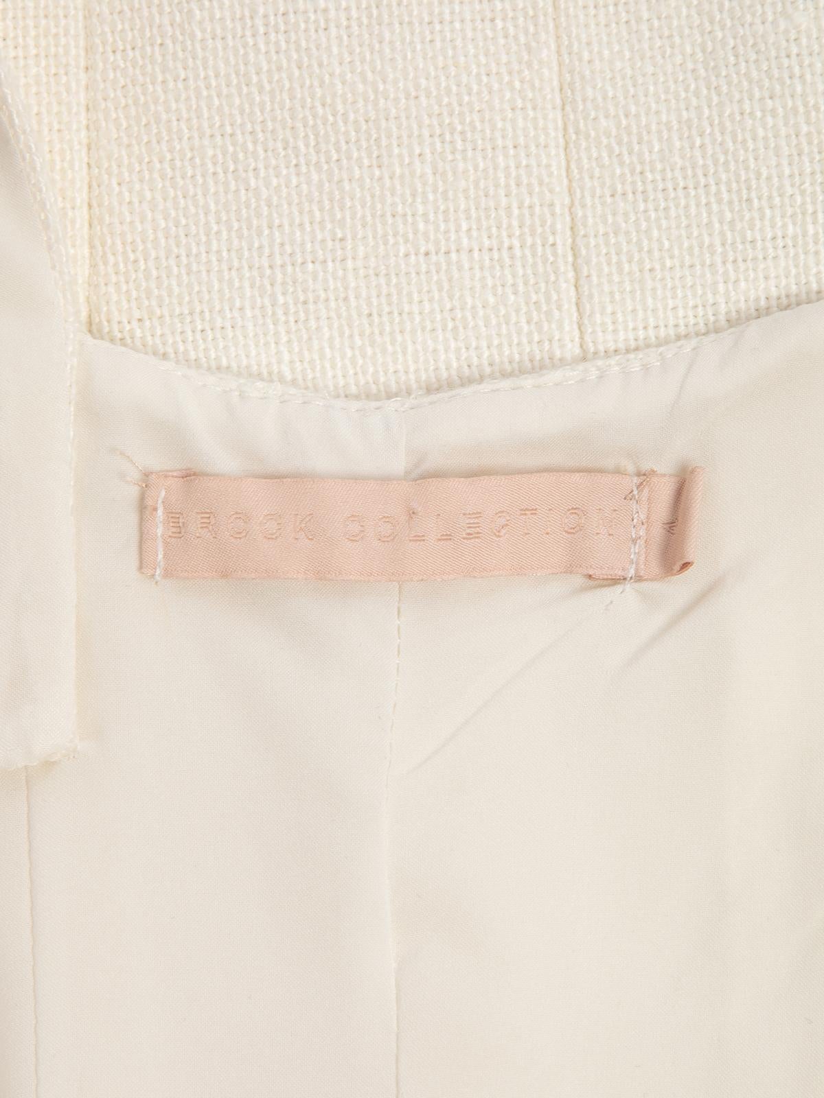 Gray Pre-Loved Brock Collection Women's Cream Linen Zip Front Midi Dress