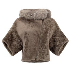 Pre-Loved Brunello Cucinelli Women's Brown Fox Fur Short Sleeves Cropped Jacket