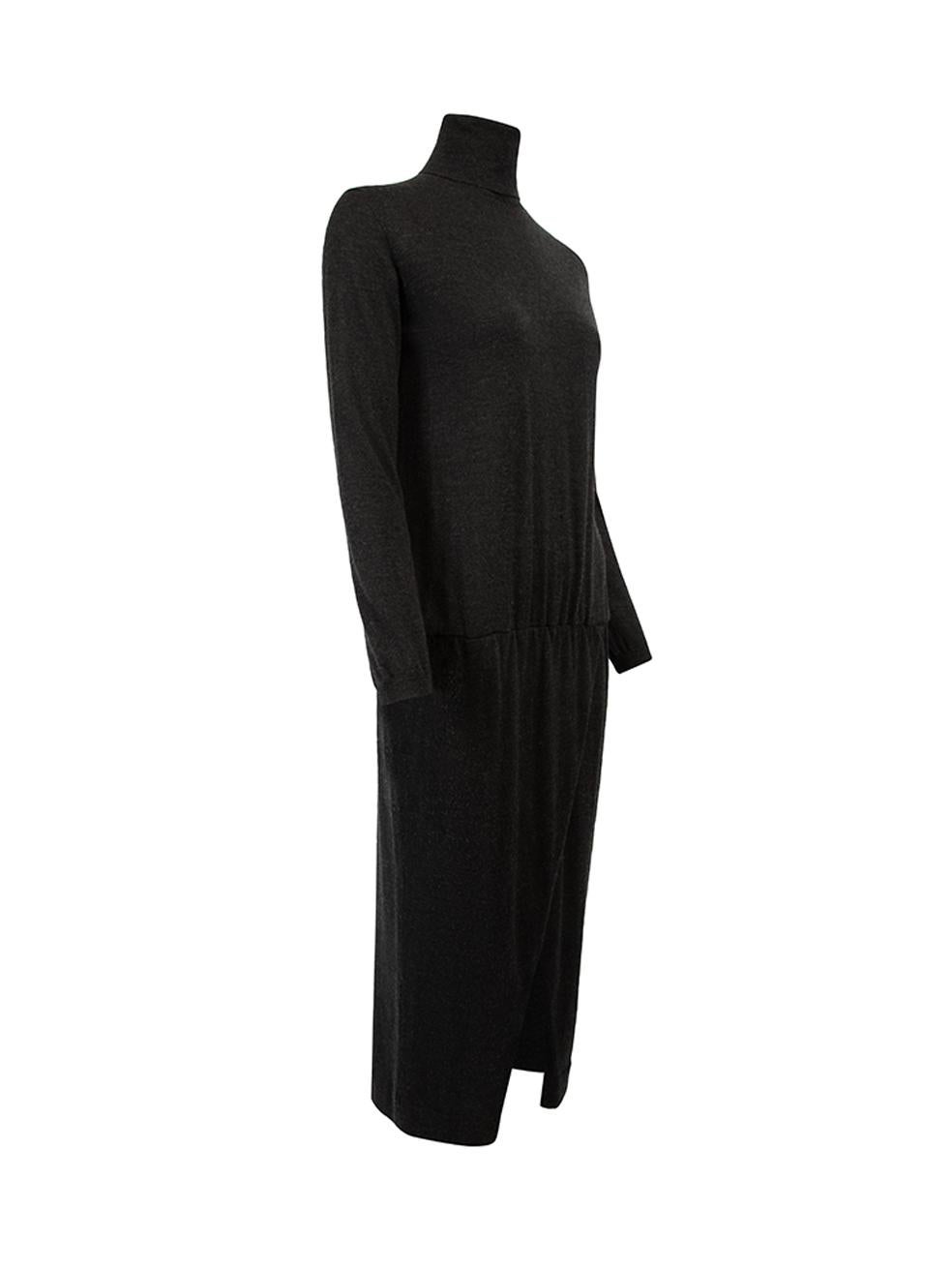 Pre-Loved Brunello Cucinelli Women's Grey Turtleneck Long Sleeve Slit Dress 2