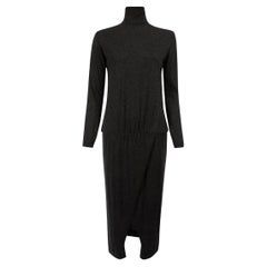 Pre-Loved Brunello Cucinelli Women's Grey Turtleneck Long Sleeve Slit Dress