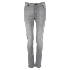 Pre-Loved Brunello Cucinelli Women's Light Grey Faded Boy Fit Jeans