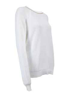 Pre-Loved Brunello Cucinelli Women's White Cotton Knit Jumper