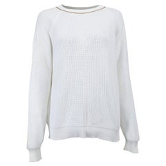 Pre-Loved Brunello Cucinelli Women's White Cotton Knit Jumper