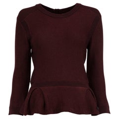 Pre-Loved Burberry Women's Burgundy Knitted Jumper Peplum Hem