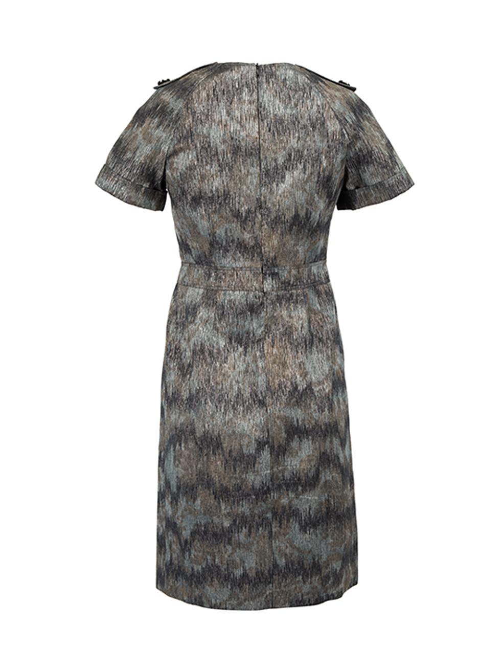 Pre-Loved Burberry Women''s Graues Metallic-Kleid mit kurzen Ärmeln im Zustand „Hervorragend“ im Angebot in London, GB