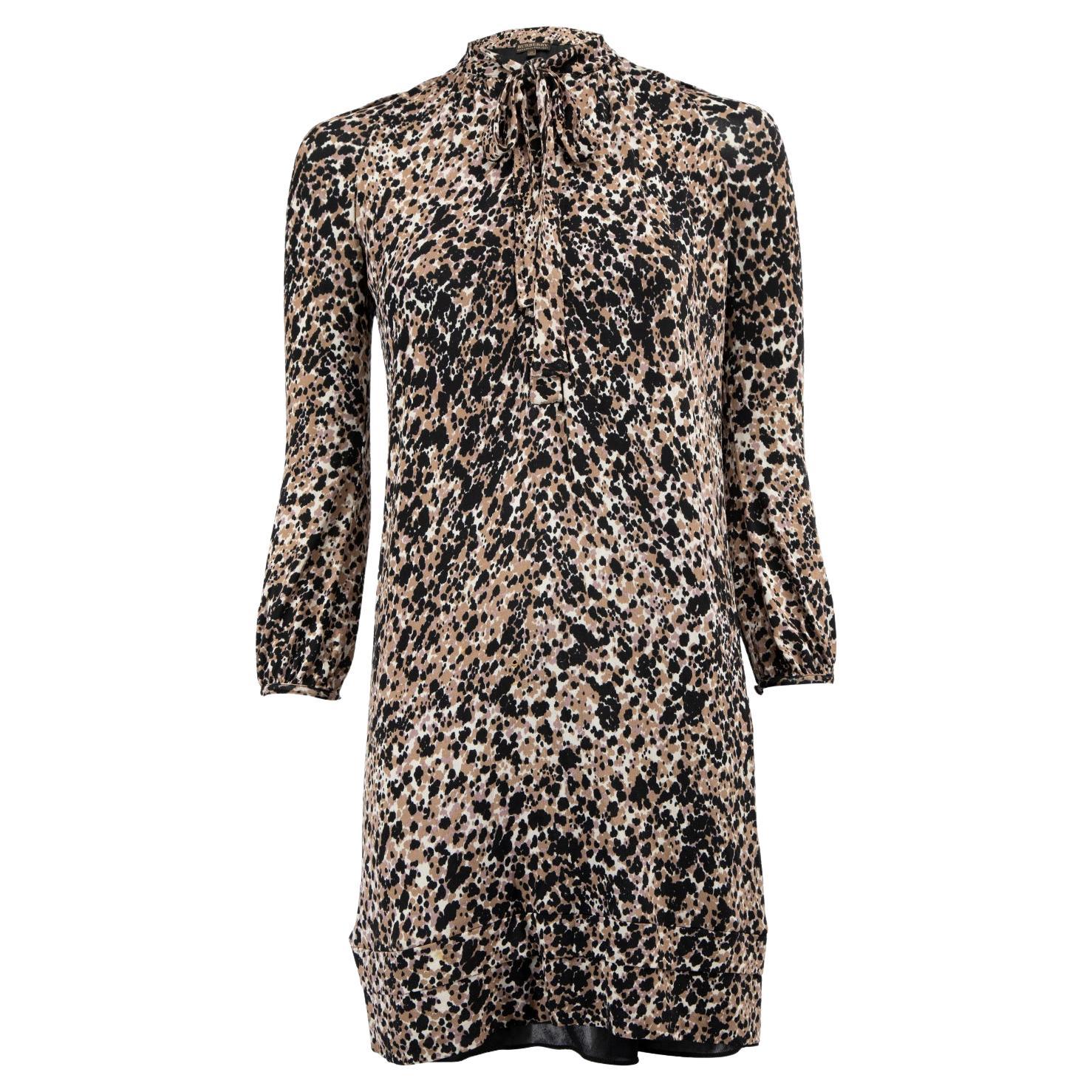 Pre-Loved Burberry Women''s Gemustertes Kleid mit Leopardenmuster im Angebot