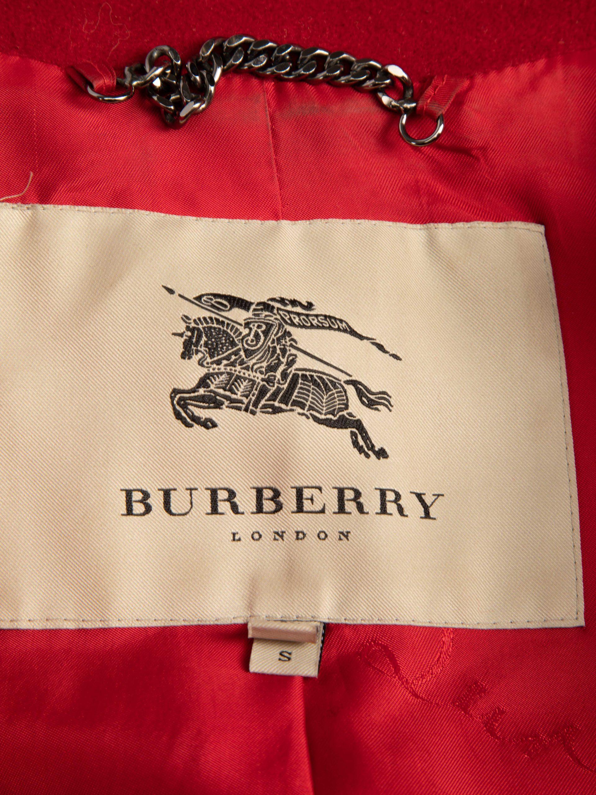 Pre-Loved Burberry Women's Red Wool Double Breasted Coat In Excellent Condition In London, GB