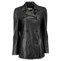 Pre-Loved Calvin Klein Women's Black Leather Double Breasted Blazer