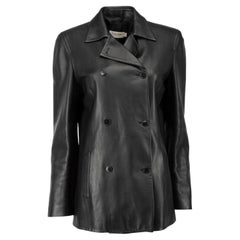 Pre-Loved Calvin Klein Women''s Schwarzer doppelreihiger Blazer aus Leder
