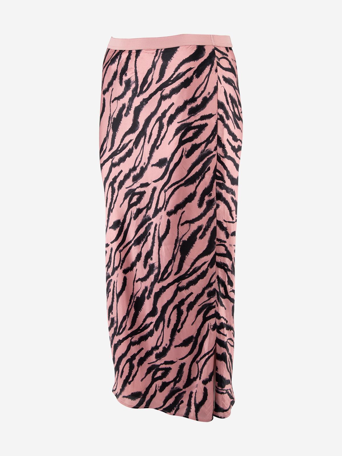 Pre-Loved Cami NYC Women's Pink Zebra Print Silk Skirt In Excellent Condition In London, GB
