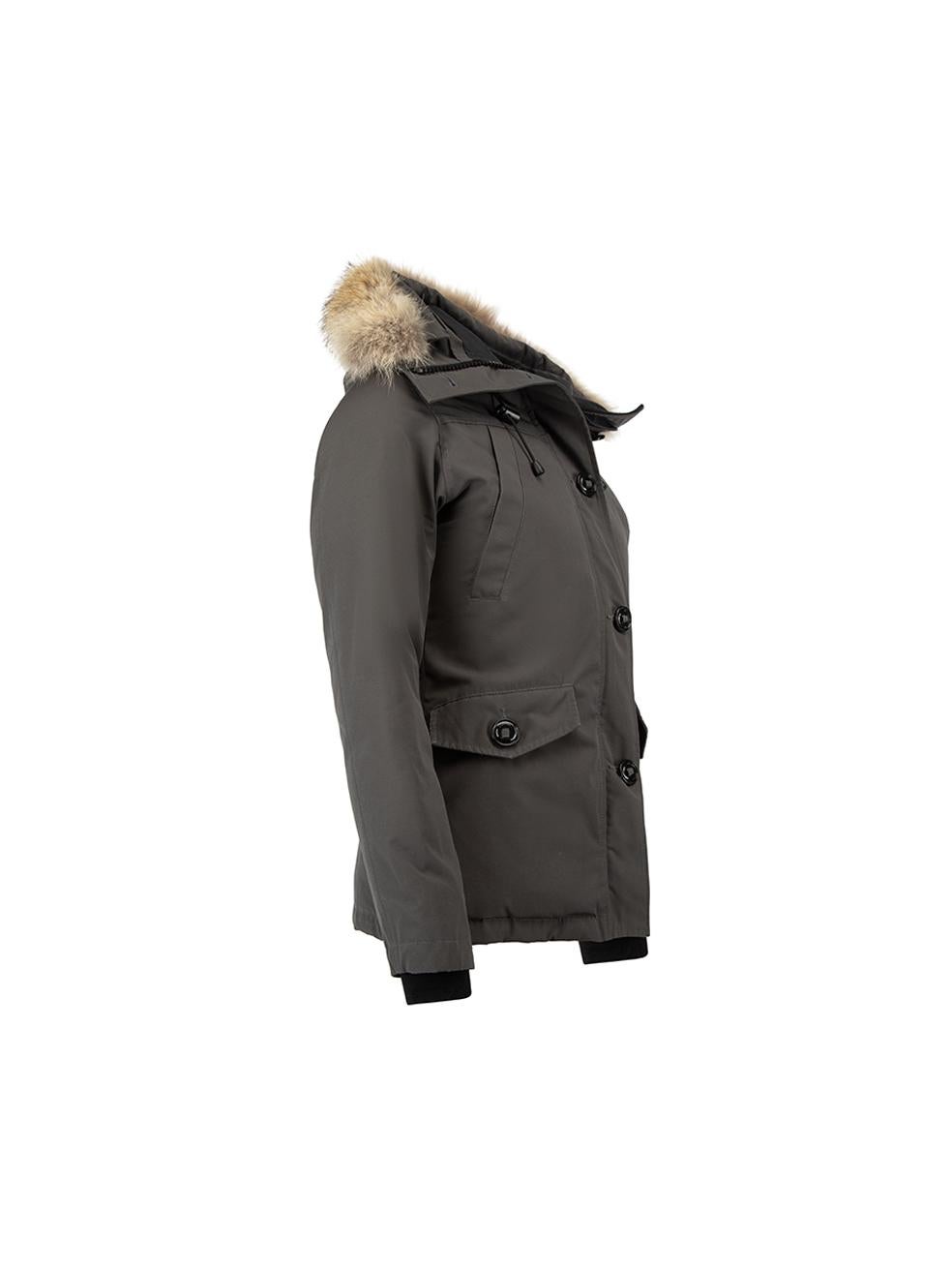 Pre-Loved Canada Goose Women's Grey Montebello Parka with Hood Trim In Excellent Condition In London, GB