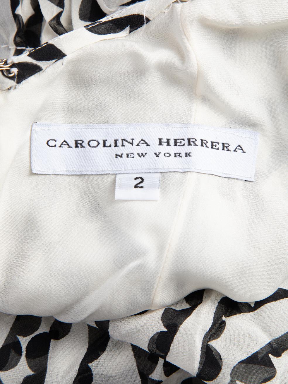 Pre-Loved Carolina Herrera Women's Silk Abstract Print Maxi Dress & Floral Waist 1