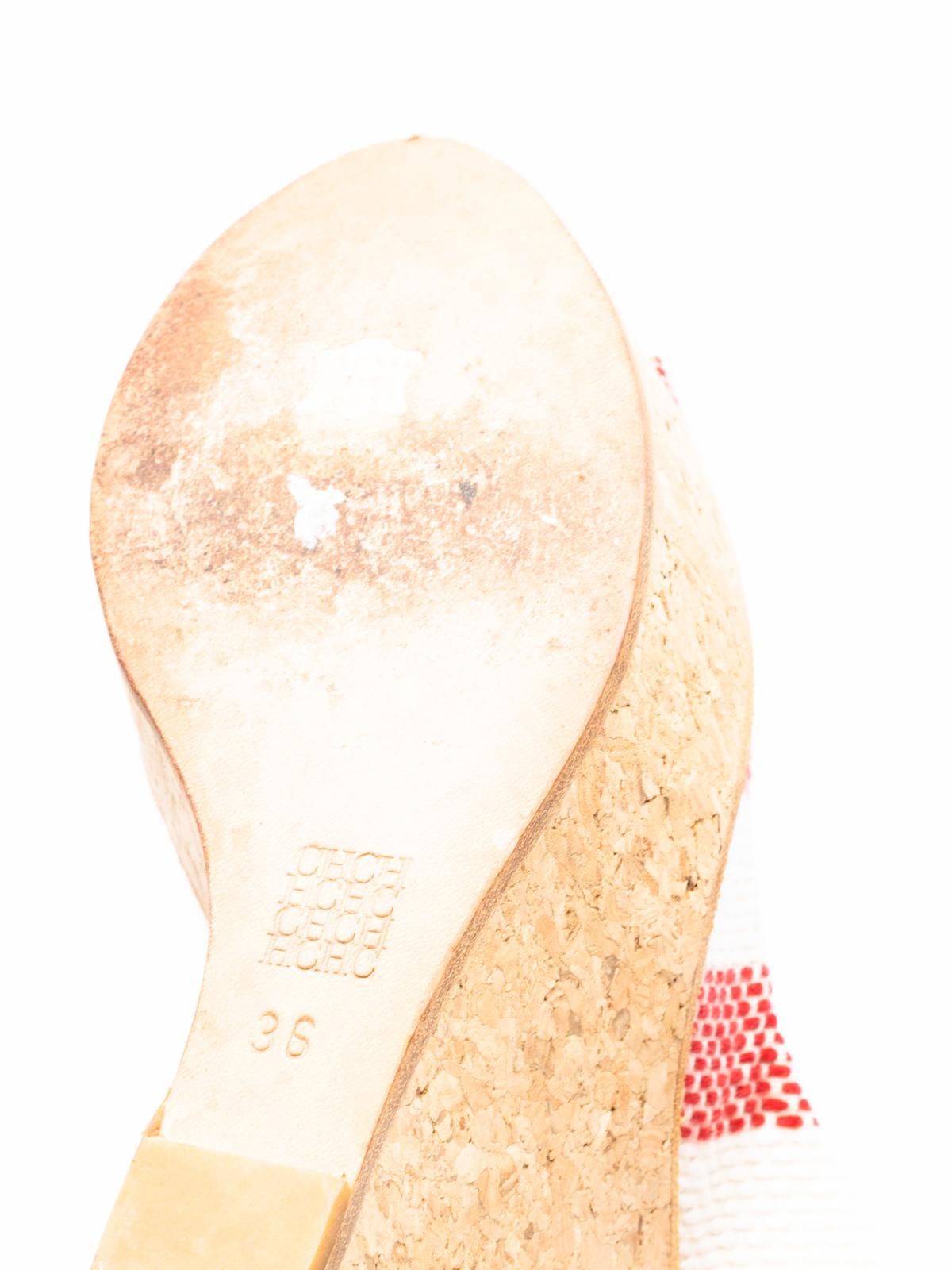 Pre-Loved Carolina Herrera Women's Striped Peep-Toe Wedge Heel Sandals 1
