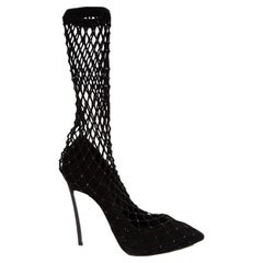 Casadei - Escarpins noirs à talons aiguille avec maille en filet de strass, pour femmes, état neuf