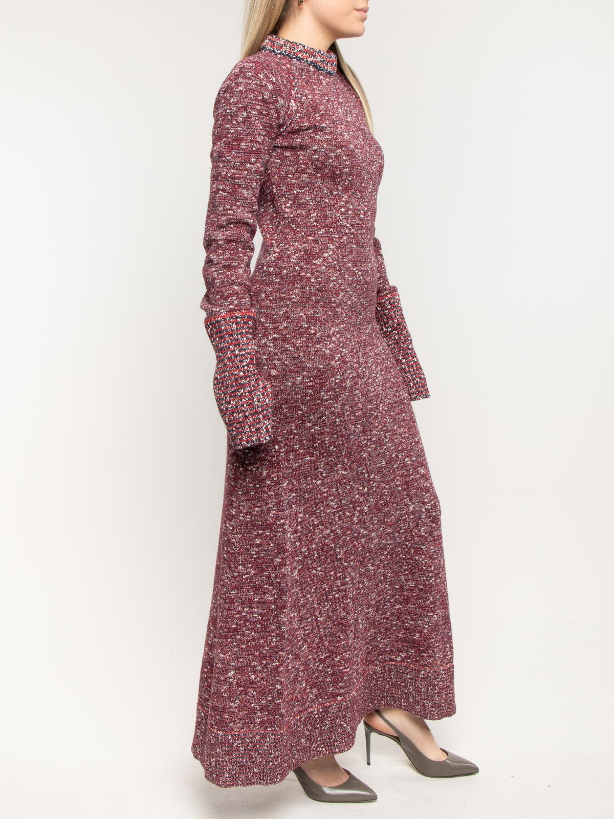Pre-Loved Céline Women's Burgundy Cotton Pattern Maxi Dress 1