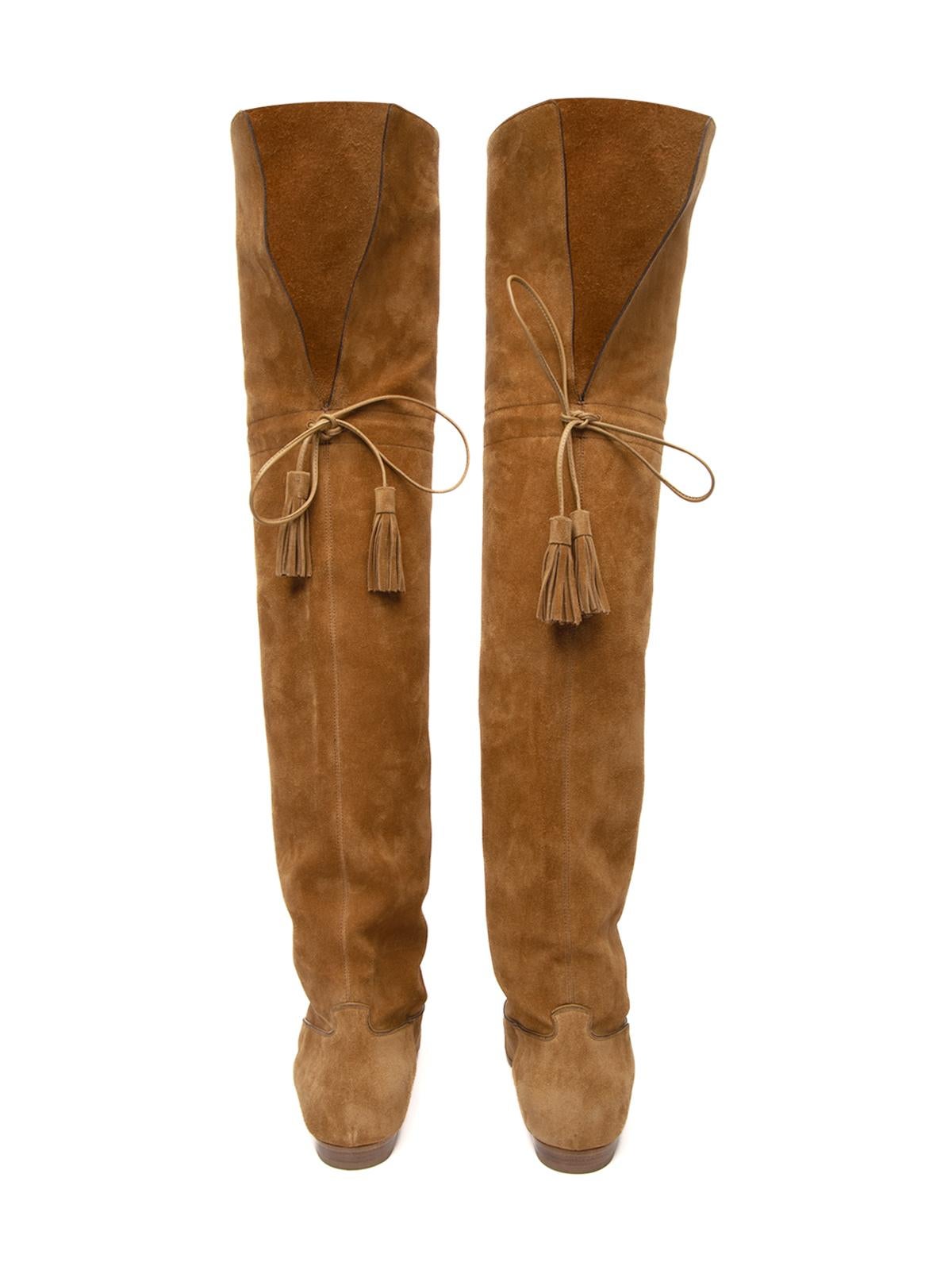 Pre-Loved Céline Women's Chat Botté Over-The-Knee Flat Boot in Suede Calfskin In Good Condition In London, GB