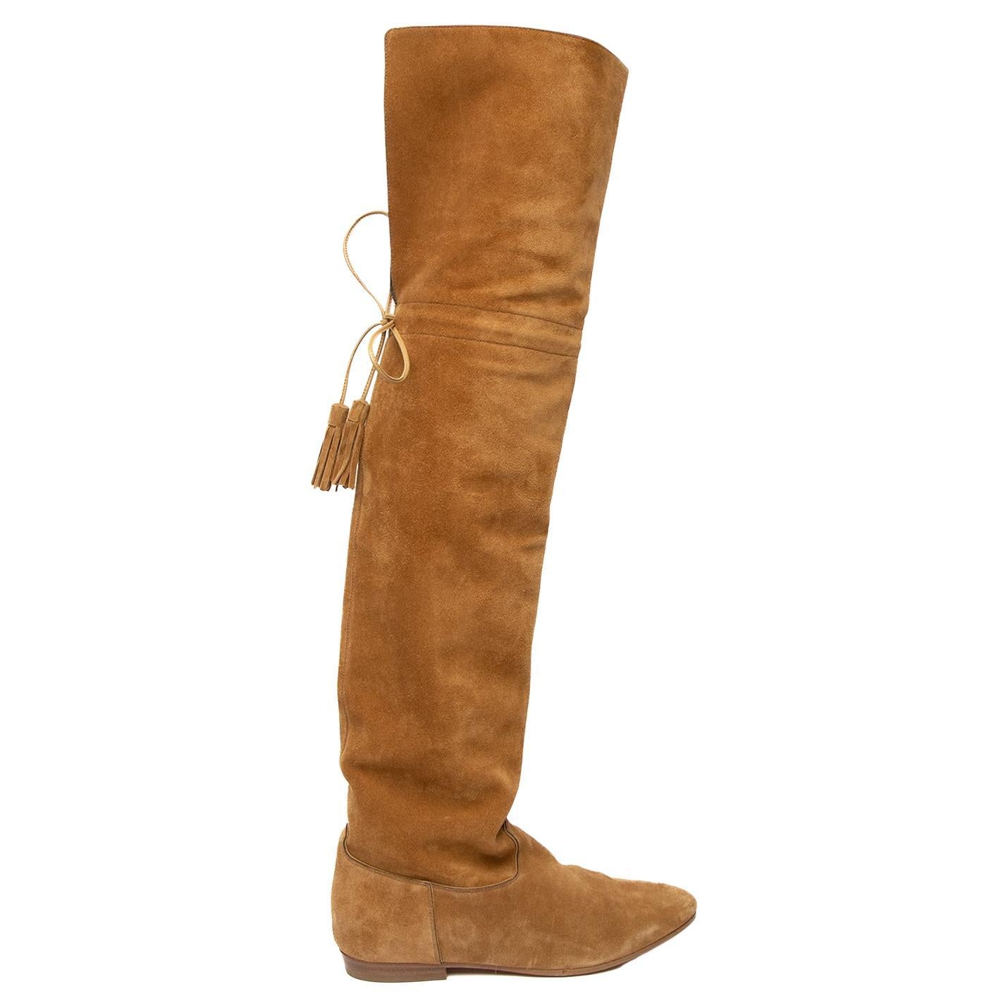Pre-Loved Céline Women's Chat Botté Over-The-Knee Flat Boot in Suede Calfskin