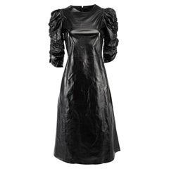 Pre-Loved Céline Women's Leather Dress with Puff Sleeves