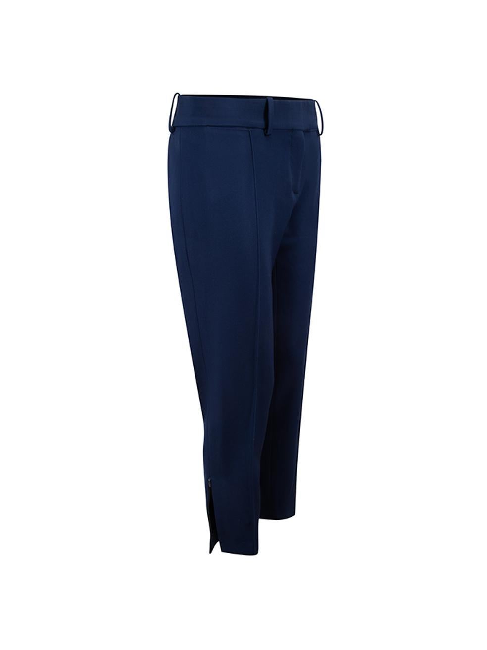 CONDITION is Very good. Hardly any visible wear to trousers is evident. There are loose threads to the interior and one of the belt loops. Theres a little wear to the side zips on this used Céline designer resale item. Details Navy Wool Straight leg
