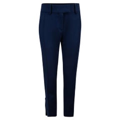 Pantaloni a gamba dritta Céline blu navy da donna, usati, non ancora indossati